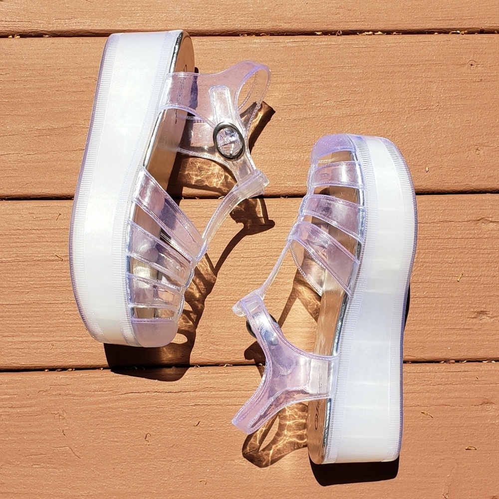 Wanted clear jelly platform sandals
